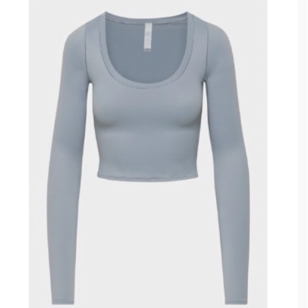 Aritzia Light Gray Long Sleeve Crop Top